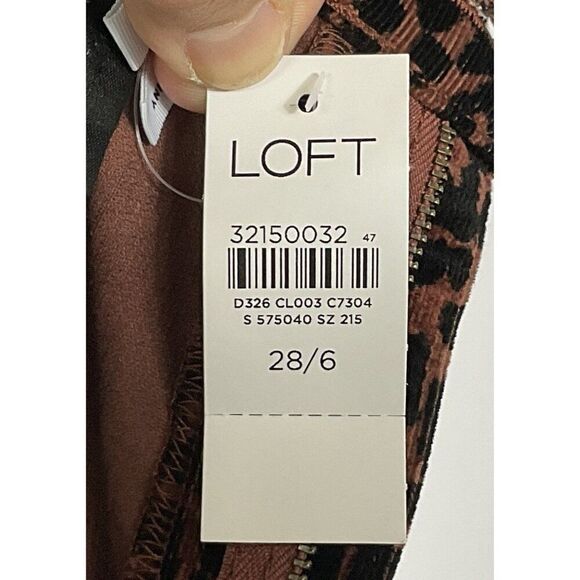 LOFT Leopard Print Skinny Corduroy Pants Size 28/6 Regular Fit, High Rise NWT - Picture 10 of 11